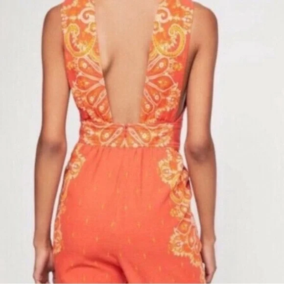 Free People Setting Sun orange sleeveless 100% cotton jumpsuit - Picture 12 of 13